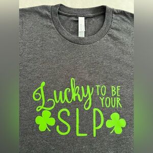 Bella Canvas Charcoal Graphic Speech Language Pathologist SLP St. Patrick’s Day